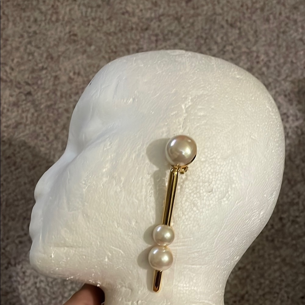 Courreges Gold and Pearl Drop Earrings- new- 100% authentic